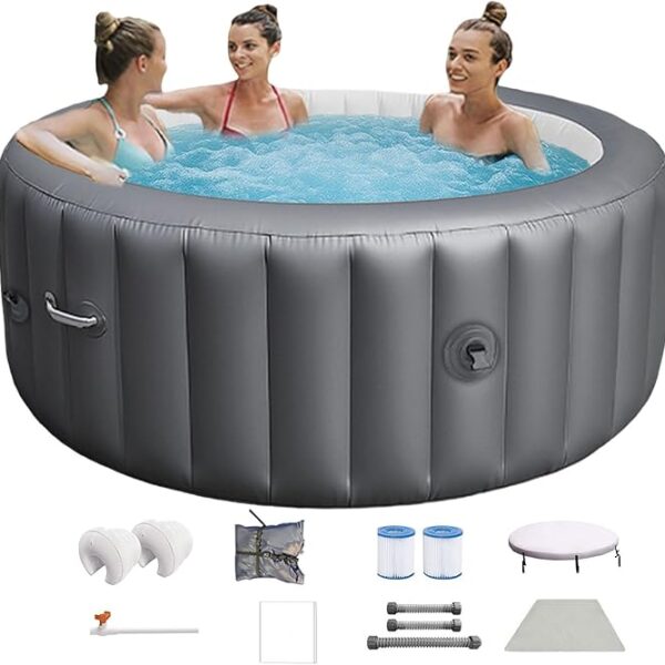 Spa Gonflable, Spa de Jardin, Max. Temp. 40°C/104°F, 2-3 Personnes, Spa Gonflable avec Chauffage, pour terrasse, Jardin et espaces extérieurs 2-3 Personnes