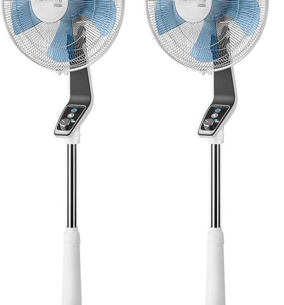 Rowenta Turbo Silence Ventilateur pied 40 cm, Puissant, Flux d’air 72 m3/min, 45 dB(A), Oscillation automatique, Orientation réglable, Grille ultra-sécurisée VU5640F2 (Lot de 2)