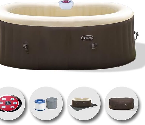 Ease.Zone Bain à remous Gonflable, Ovale, 190 x 120 x 65 cm (550 L/145 Gal) avec Pompe intégrée 30 W