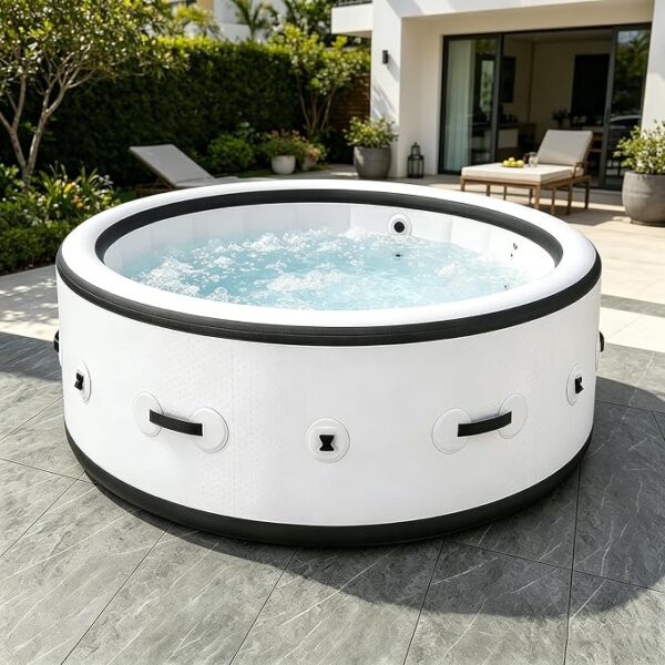 Spa Gonflable, PVC Étanche, avec 150 Buses d'air, Massage à Bulles, Alimenté par Un Système de Drainage PTC. Prend en Charge Le Chauffage en Circulation et Le Chauffage à Faible Niveau d'eau